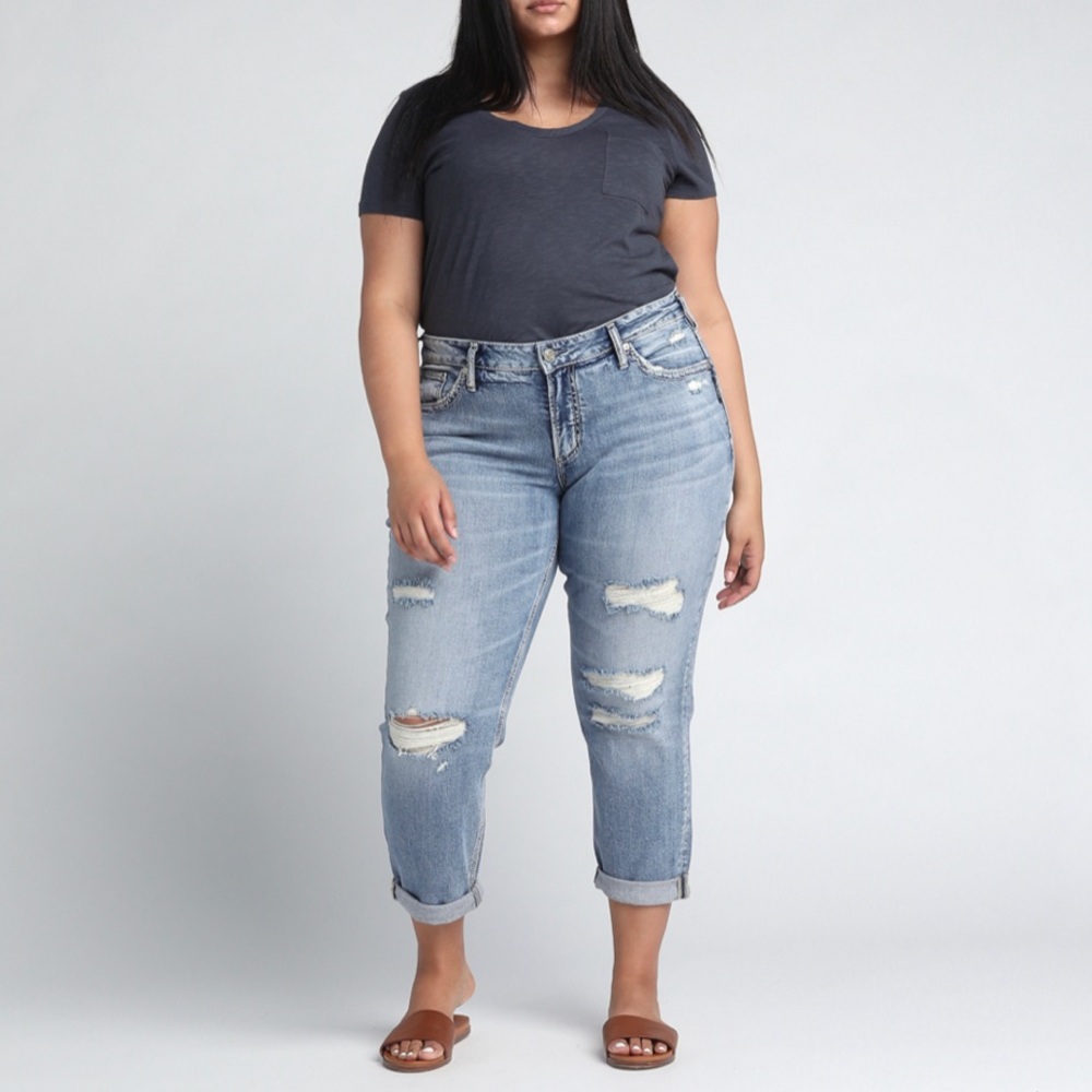 Silver BOYFRIEND MID RISE SLIM LEG JEANS sz 16